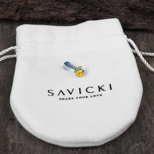 Zawieszka The Journey: białe złoto, żółty szafir